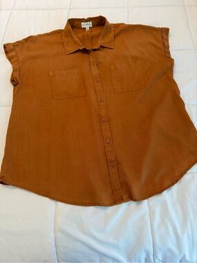 Wonderly Short-Sleeve Button Down Shirt in Rust Brown